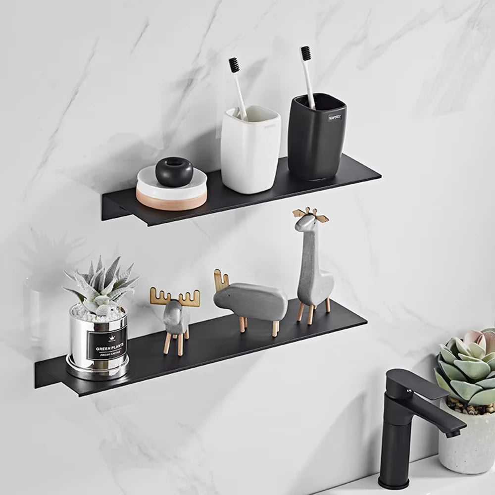 Black floating wall shelf